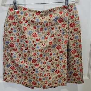 Liz Claiborne Beige Floral A-Line Skirt